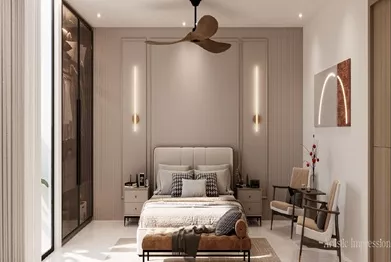 Luxury bedroom interior at Vaas Aspire residential low rise apartments with elegant decor